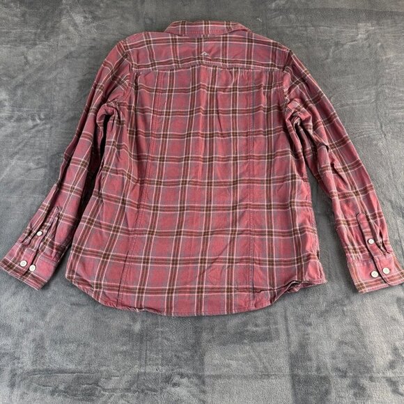 Ridgecut Toughwear Womens Large Button Up Flannel Shirt Red Wine Plaid Pockets - Picture 8 of 9